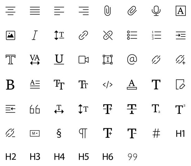 Vector document and text editing icon set. Vector illustration usable for web and mobile reading and writing icon stock illustrations