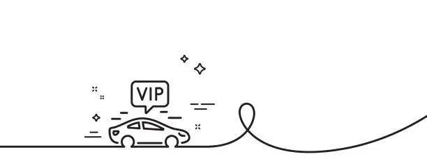 Vector illustration of Vip transfer line icon. Very important person transport sign. Continuous line with curl. Vector