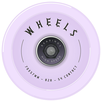 Skate Wheels Design. Longboard Wheels with Bearings. Surfskate. Vector illustration.