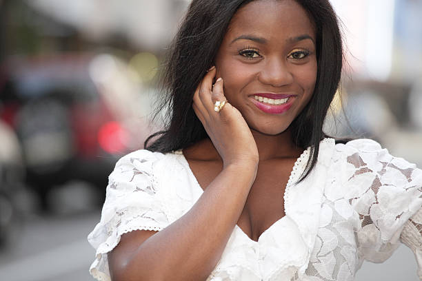 istock Attractive black woman smiling 160053345