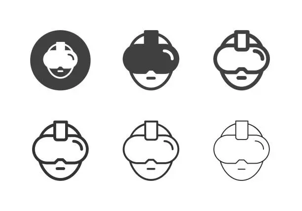 Vector illustration of Virtual Reality Haedset Icons - Multi Series