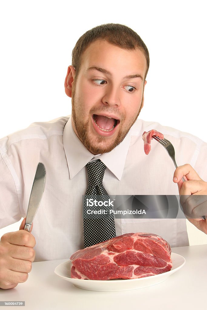 Парень есть мясо - Стоковые фото Ланч роялти-фри