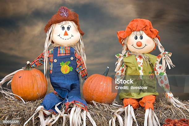 Scarecrow Couple Stock Photo - Download Image Now - Autumn, Cute, Fruit