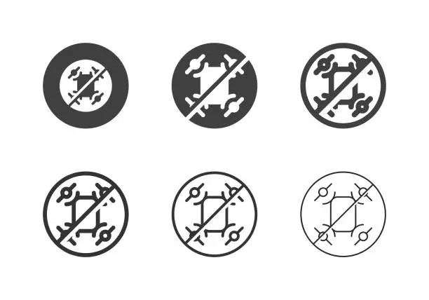 Vector illustration of No Drone Zone Icons - Multi Series