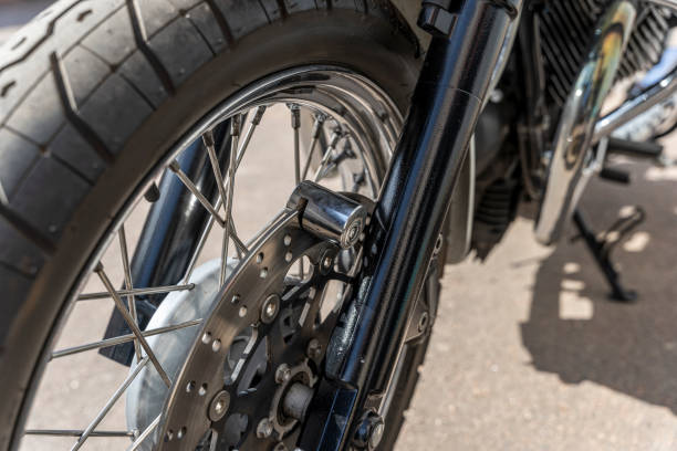 istock Anti-theft locking device on the motorcycle brake disc 1600560995