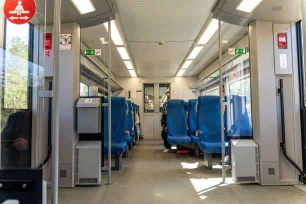 istock a commuter train car. Interior of railway transport 1600561000