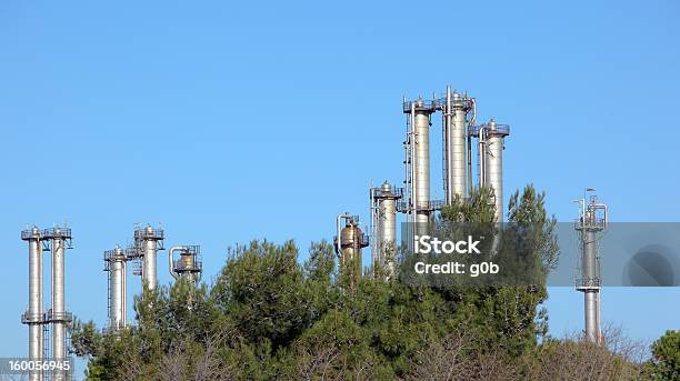 Oil Refinery Stock Photo - Download Image Now - Air Pollution, Blue, Built Structure