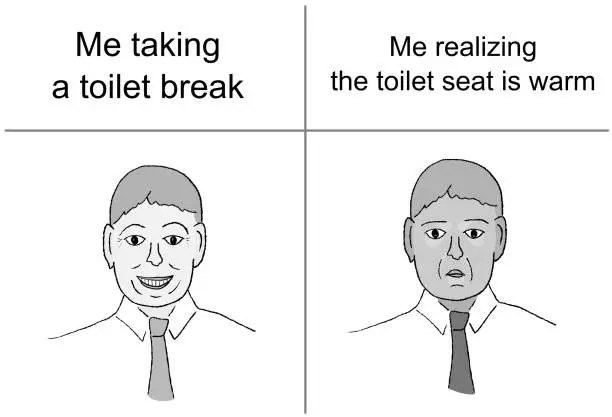 Vector illustration of Warm toilet seat meme