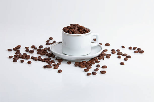 Espresso Beans with Cup stock photo