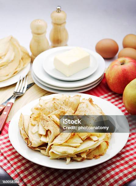Pancakes With Apples Stock Photo - Download Image Now - Apple - Fruit, Backgrounds, Baked