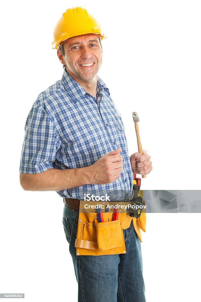 Zuversichtlich Arbeiter mit hammer - Lizenzfrei Kunsthandwerker Stock-Foto