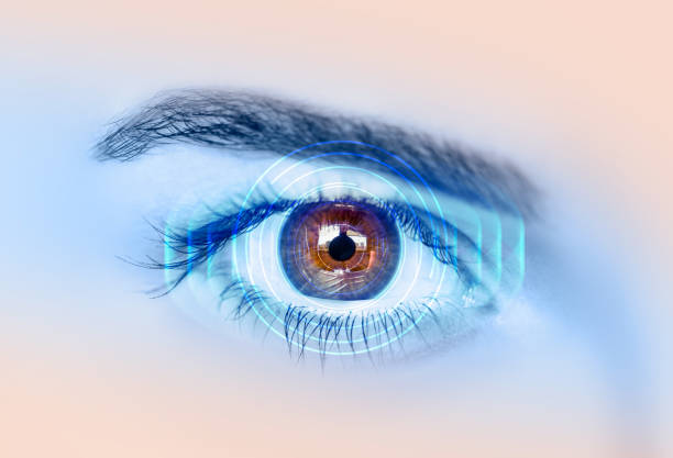 istock Close up of an eye and vision test 1600594977