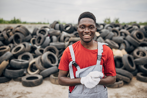 Portrait of male worker at the recycling centre