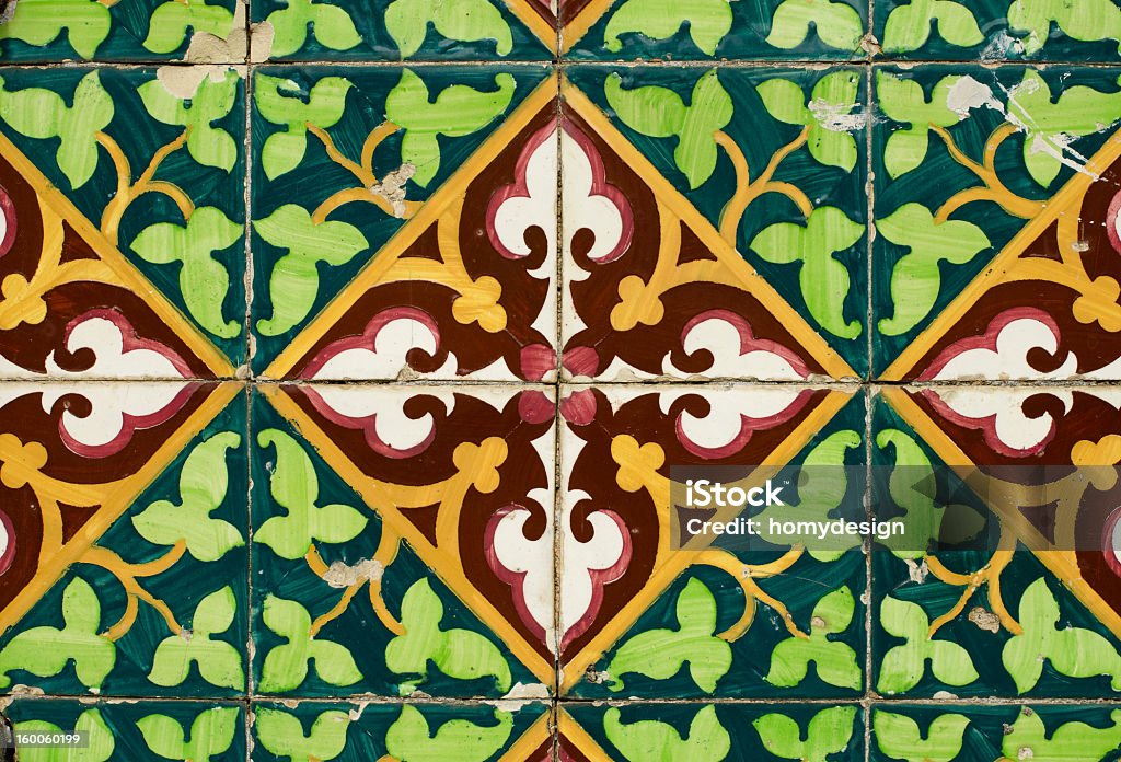 Vintage spanish style ceramic tiles Colorful vintage spanish style ceramic tiles wall decoration. Abstract Stock Photo