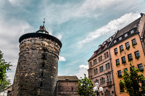 Low Angle View Of Spitlertor Tower In Nuremberg, Germany