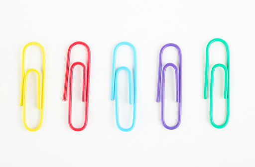 Paper Clips in a Variety of Vibrant Colors Isolated