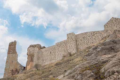 Harput Castle was built during the Urartian period. The castle is located in the Harput district of Elazig. A photograph of the castle taken with a drone.