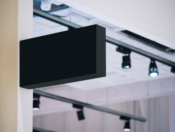 istock Mock up Store sign logo design Black signage Business identity 1600611114