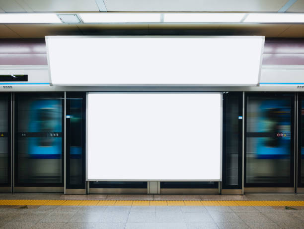istock Blank white Banner Light box Subway station Media advertisement 1600611557