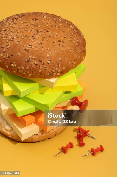 Hamburger And Fries Made From Lego Bricks On Color Background Plastic Concept Photo Junk Food Stock Photo - Download Image Now