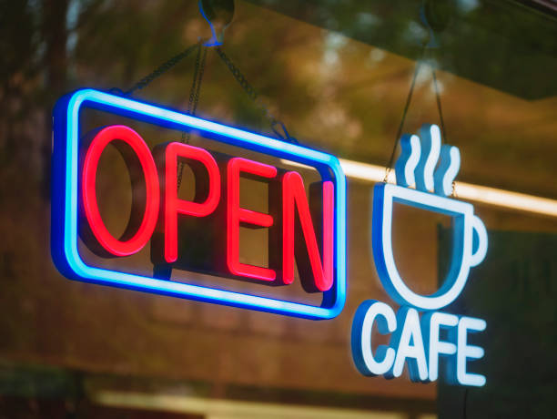 istock Open Sign Neon Light Type Coffee shop Cafe Business 1600611672