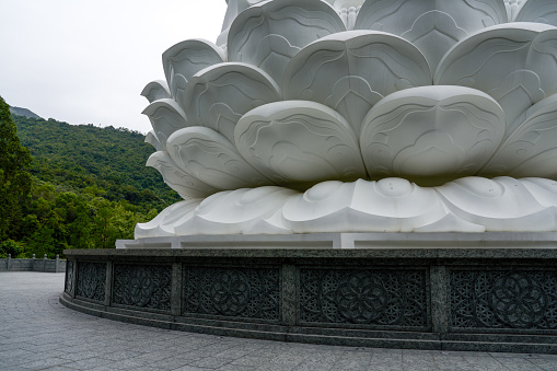 Sitting lotus of Asia's largest buddhist Guanyin statue at Tsz Shan Monastery in Hong Kong