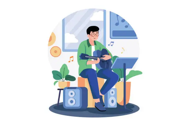 Vector illustration of Musicians create melodic harmonies.