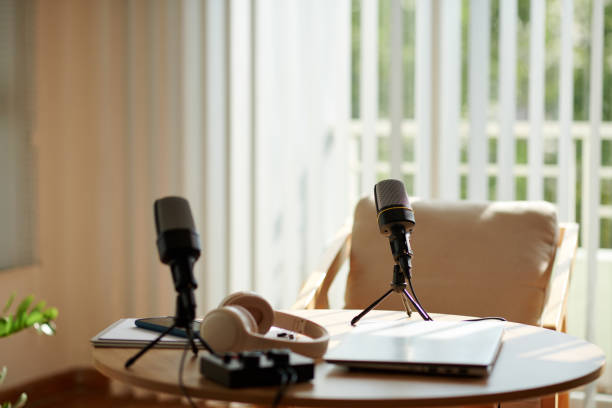 istock Microphones and Headphones on Table in Studio 1600708587