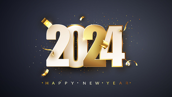 2024 Happy new year. Festive design for Christmas background