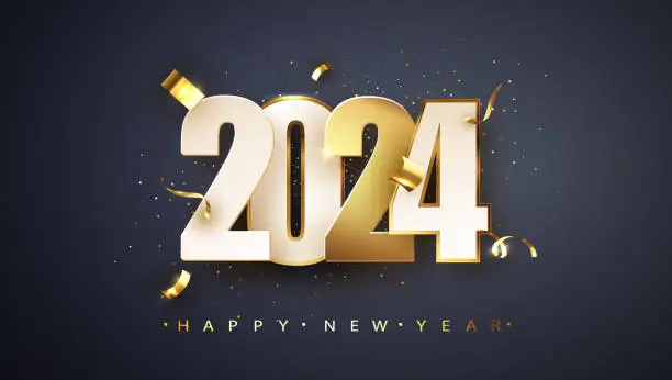 Vector illustration of 2024 Happy new year. Festive design for Christmas background.