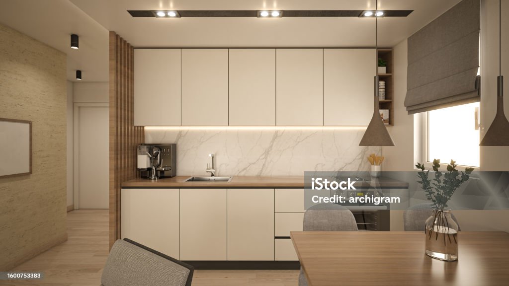 Interior Design Architecture Computer Generated Image Of Kitchen ...