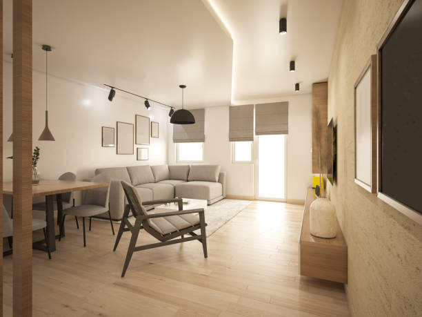istock Interior Design. Architecture. Computer generated image of living room. Architectural Visualization. 3D rendering. 1600753401