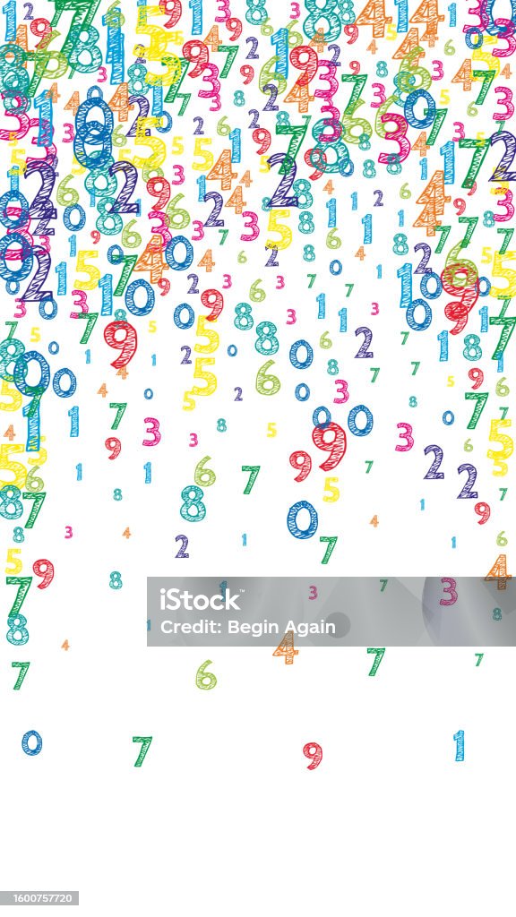 Orderly Math Falling Colorful Orderly Numbers Math Study Concept With Flying Digits ...