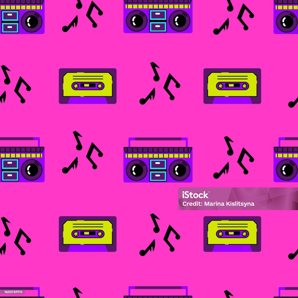 90 Musical Note 90s Music Seamless Pattern Stock Illustration - Download Image Now ...