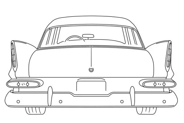 Vector illustration of Vintage American Limousine from 1959 vector illustration