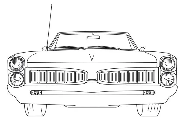 Vector illustration of Vintage American convertible muscle car vecto illustration