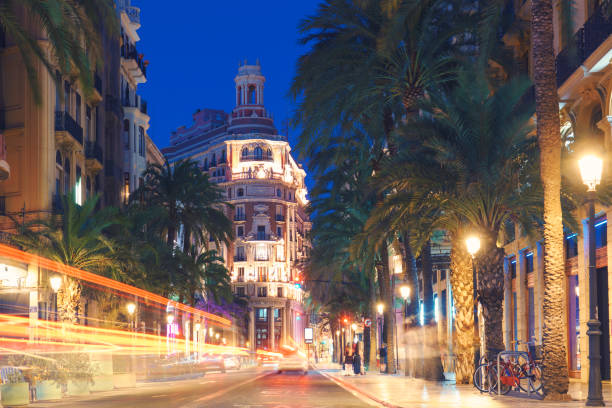 istock Vibrant Valencia historic old town district at night Spain 1600780581