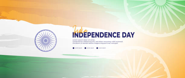 istock Happy Independence Day India banner, with orange, white and green flag elements 1600781131