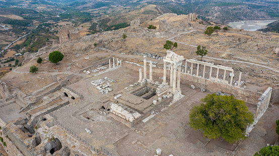 Temple of Trajan at the Ancient Ruins of Acropolis in Pergamon, Bergama, Turkey