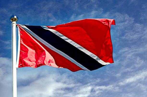Flag of trinidad and tobago, square icon with white border. 3D illustration