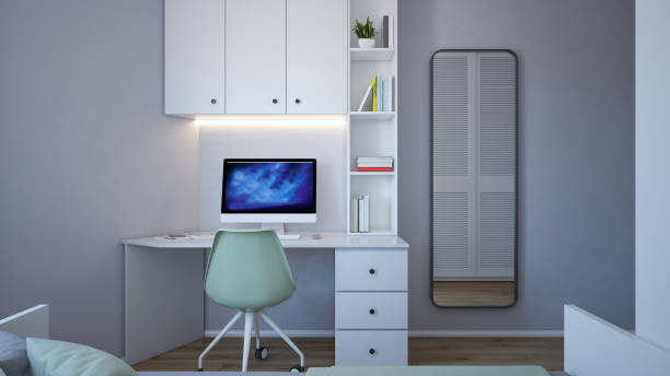 istock Interior Design. Architecture. Computer generated image of kids single bed room. Architectural Visualization. 1600792227
