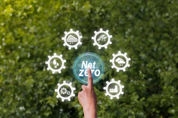 istock Carbon neutral is the 2050 net zero carbon dioxide emissions state. 1600804617
