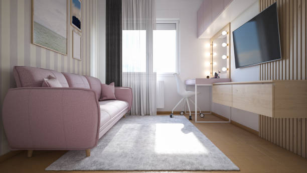 istock Interior Design. Architecture. Computer generated image of kids single bed room. Architectural Visualization. 1600821882