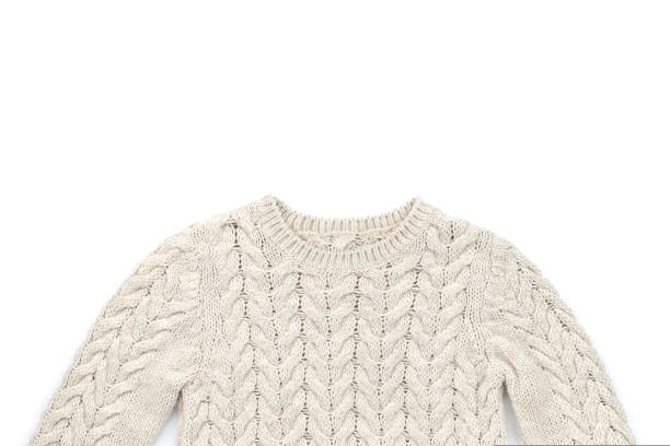 istock Womens beige sweater on white background. Flat lay top view 1600837094
