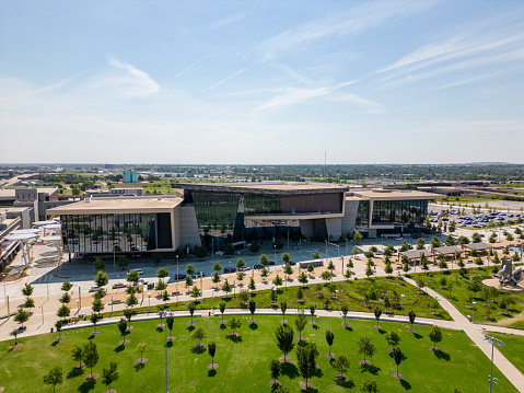 Oklahoma City, OK, USA - July 25, 2023: Aerial photo Oklahoma City Convention Center