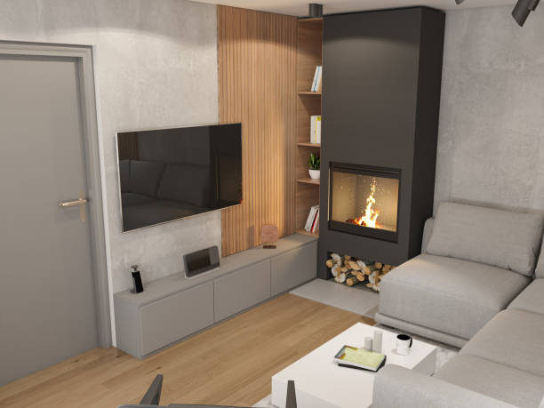 istock Interior Design. Architecture. Computer generated image of living room. Architectural Visualization. 3D rendering. 1600848179