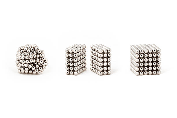 Magnetic metal balls, from chaos to ideal shape stock photo