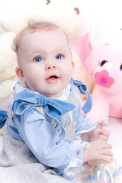 istock happy beautiful blonde baby with blue eyes 160086043