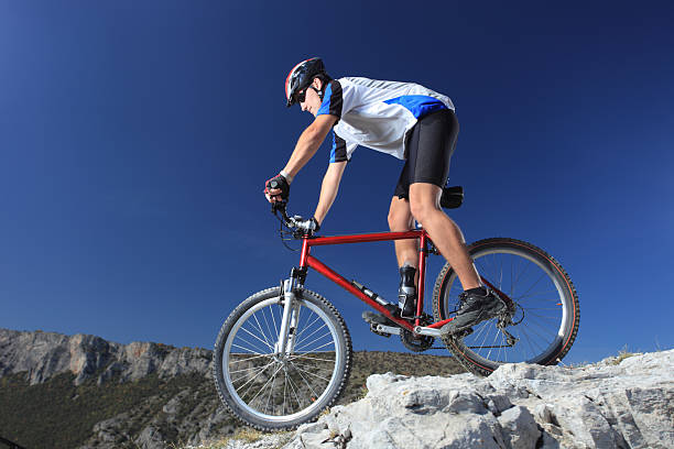 istock Man riding a mountain bike downhill style 160087099