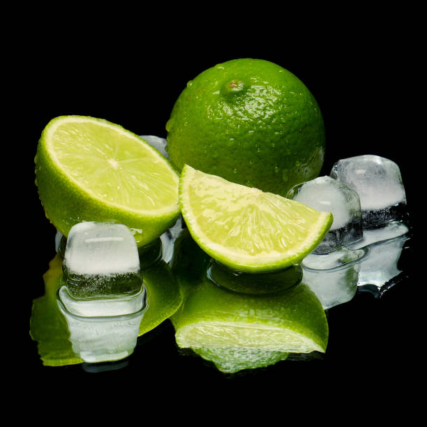 Cold green lime ice stock photo